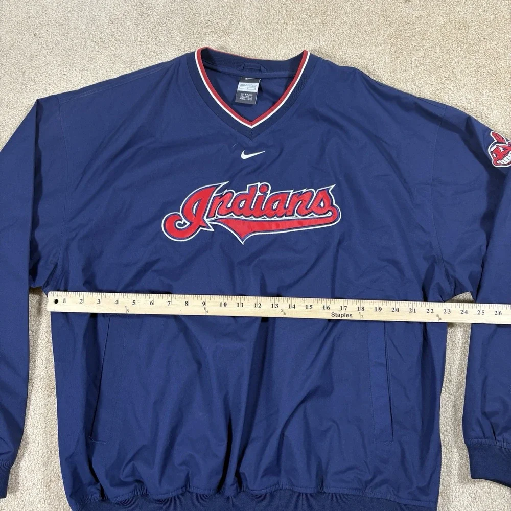 Cleveland Indians Pullover Mens Large Blue Nike MLB Chief Wahoo Windbreaker